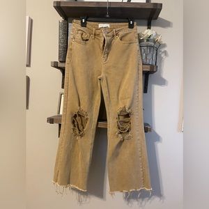 Risen distressed cropped straight leg